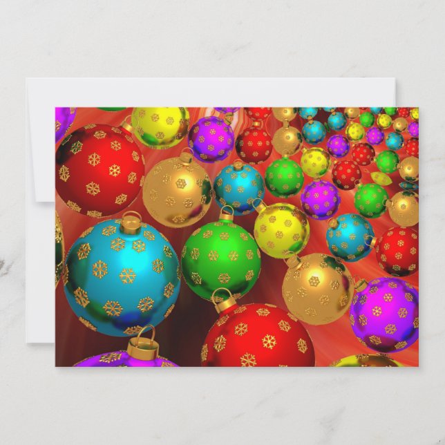 Colorful Christmas Ornaments,  Holiday Card (Front)