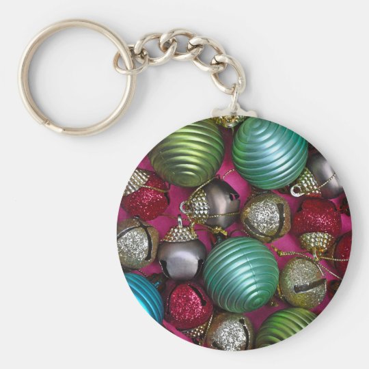Colorful christmas ornaments keychain