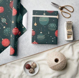 Colorful Christmas Ornaments Pattern Wrapping Paper