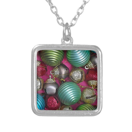 Colorful christmas ornaments silver plated necklace