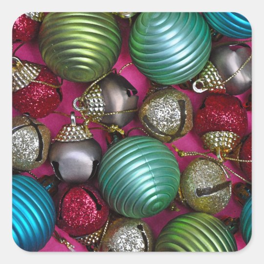Colorful christmas ornaments square sticker