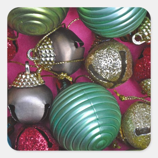 Colorful christmas ornaments square sticker