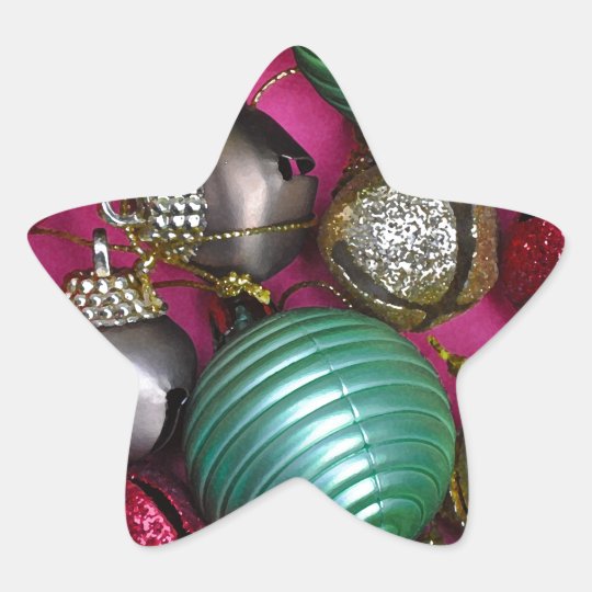 Colorful christmas ornaments star sticker