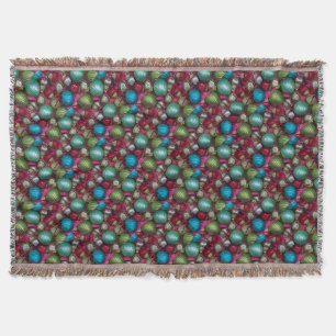 Colorful christmas ornaments throw blanket