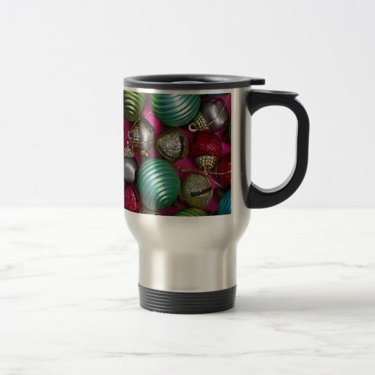 Colorful christmas ornaments travel mug