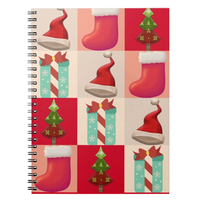COLORFUL CHRISTMAS PRESENTS SANTA CANDY  TREE NOTEBOOK (Front)