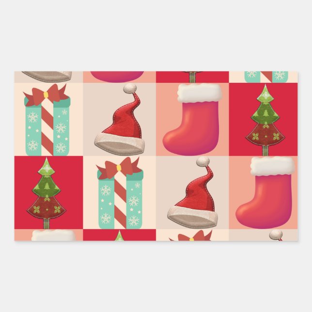 COLORFUL CHRISTMAS PRESENTS SANTA CANDY  TREE STICKER (Front)