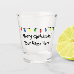 Colorful Christmas tree light bulbs shot glass
