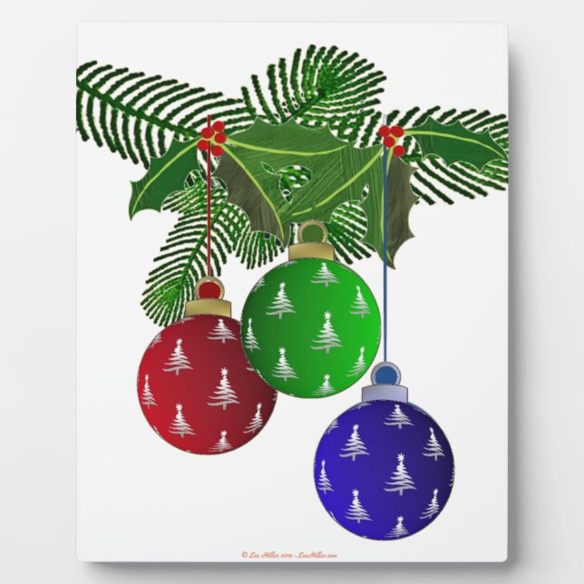 Colorful Christmas Tree Ornaments Plaque (Front)