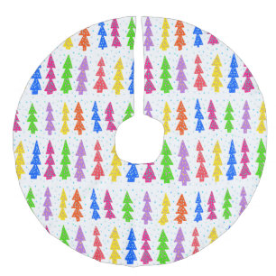 Colorful Christmas Tree Pop Art  Faux Linen Tree Skirt
