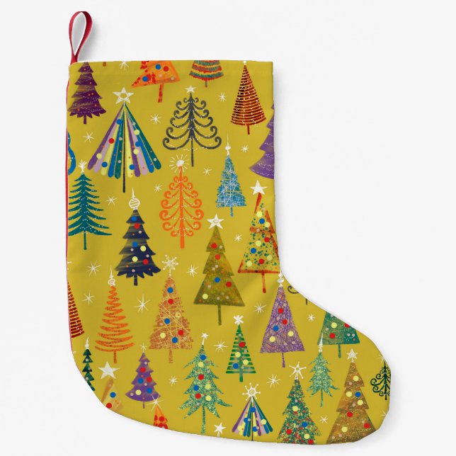 Colorful christmas trees seamless pattern backgrou small christmas stocking (Front)