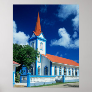 Colorful church on the island of Tahaa in the Poster
