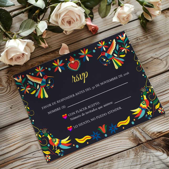 Colorful Cinco de Mayo Fiesta Spanish Wedding RSVP Card (Colorful Cinco de Mayo Fiesta Spanish Wedding RSVP Card)
