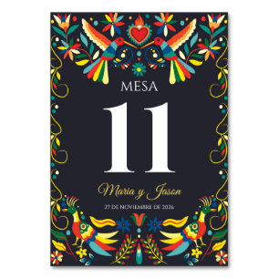 Colorful Cinco de Mayo Fiesta Spanish Wedding Table Number