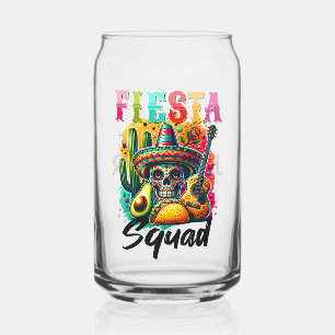 Colorful Cinco de Mayo Fiesta Squad design Can Glass