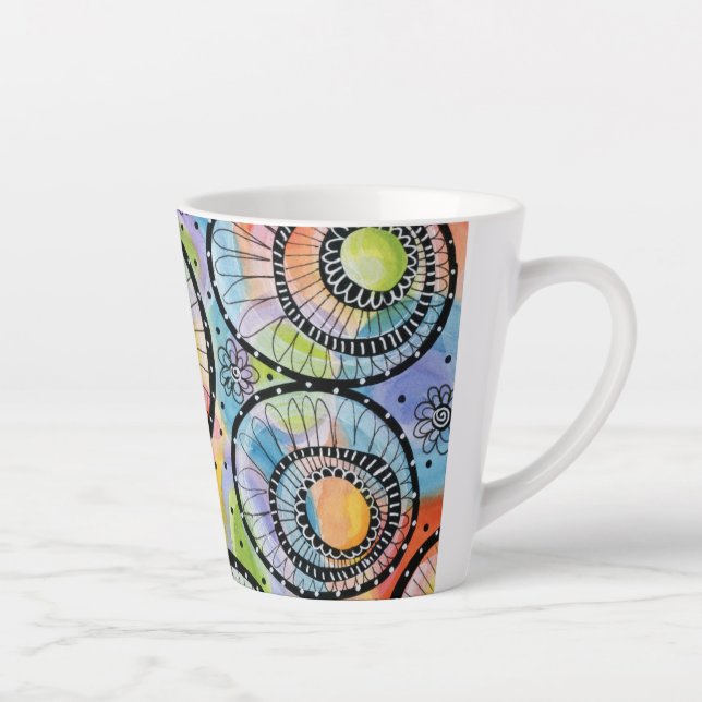 Colorful Circle Doodle Design Latte Mug (Right)
