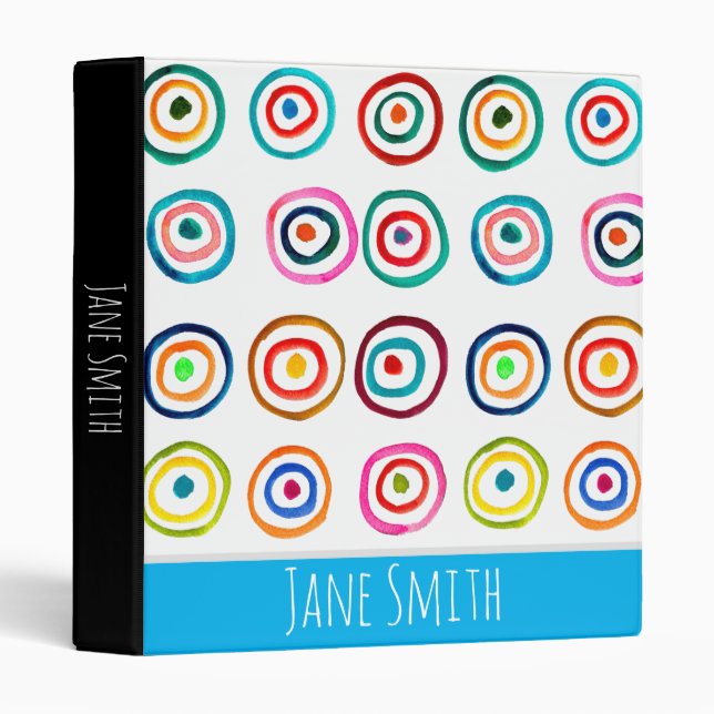 Colorful circle rainbow watercolor binder (Front/Spine)