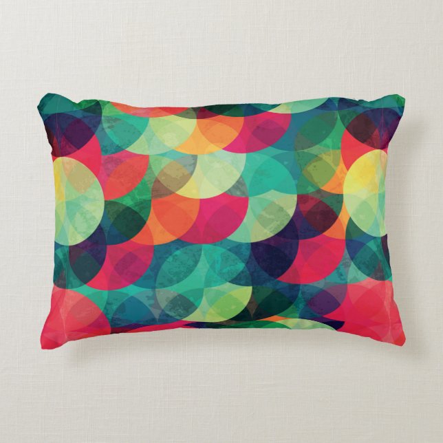colorful circle seamless pattern with grunge effec accent pillow (Front)