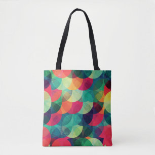 colorful circle seamless pattern with grunge effec tote bag