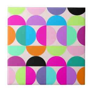 Colorful Circles Mid Century Modern Geometric Tile