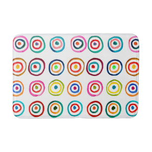 Colorful circles white simple rainbow Scandi Bath Mat