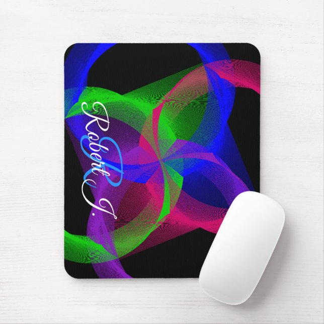 Colorful Circular Blend Geometric Mouse Pad (With Mouse)