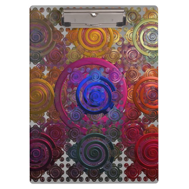 Colorful Circular Hotplates Clipboard (Front)