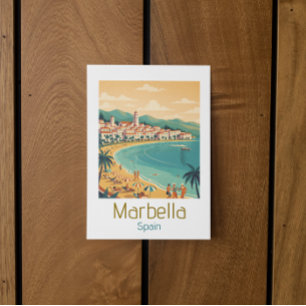Colorful Classic Marbella Spain Travel Elegant Art Postcard