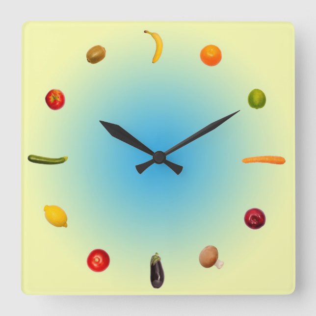 Colorful Clock with vegetables and fruits (Front)