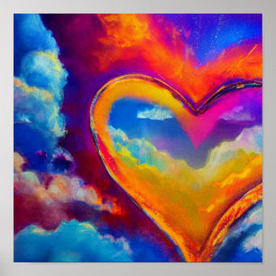 Colorful Cloud Heart Poster