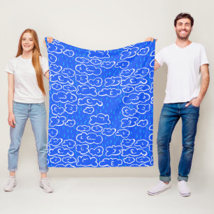 Colorful Clouds Rain Blue Pattern Fleece Blanket