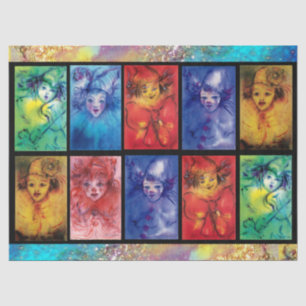 COLORFUL CLOWNS COLLECTION Venetian Carnival Faces Tissue Paper