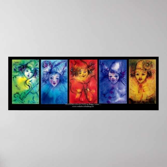 COLORFUL CLOWNS  Venetian Masquearde Faces Poster (Front)