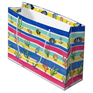 Colorful Coastal Sea Life Pattern (7) Large Gift Bag