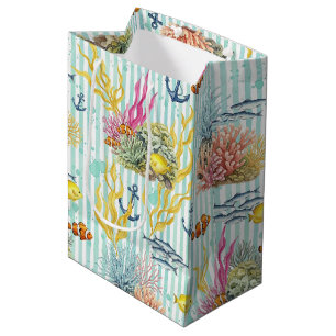 Colorful Coastal Sea Life Pattern (8) Medium Gift Bag
