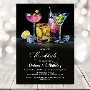 Colorful Cocktails Birthday Party Invitation