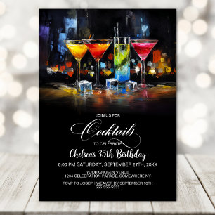 Colorful Cocktails Birthday Party Invitation