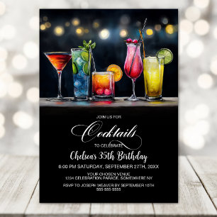 Colorful Cocktails Birthday Party Invitation