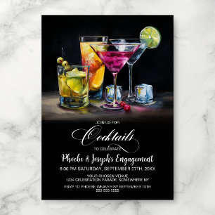 Colorful Cocktails Engagement Party Invitation