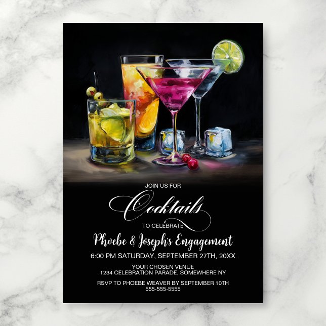 Colorful Cocktails Engagement Party Invitation (Creator Uploaded)