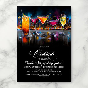Colorful Cocktails Engagement Party Invitation