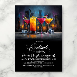 Colorful Cocktails Engagement Party Invitation
