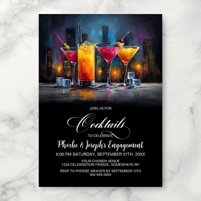Colorful Cocktails Engagement Party Invitation (Creator Uploaded)