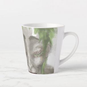 colorful coffee cup, abstract patterns leaf, tropi latte mug