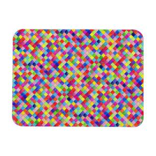 Colorful Colored In Graph Paper Squares Pattern Magnet