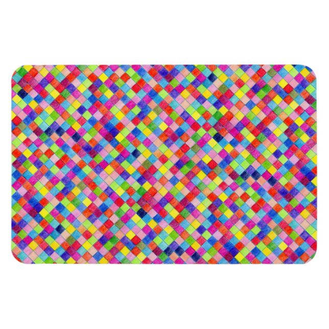 Colorful Colored In Graph Paper Squares Pattern Magnet (Horizontal)