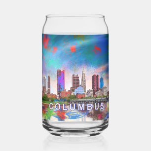 Colorful Columbus Skyline Can Glass