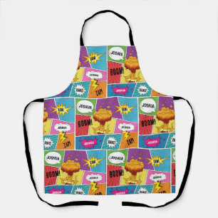 Colorful Comic Book Personalized Name Pop Art Apron