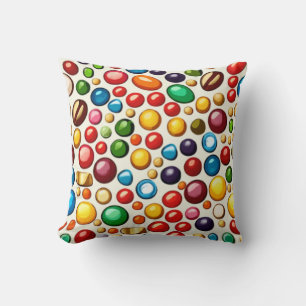 Colorful Confectionery: Round Candies Artwork Throw Pillow