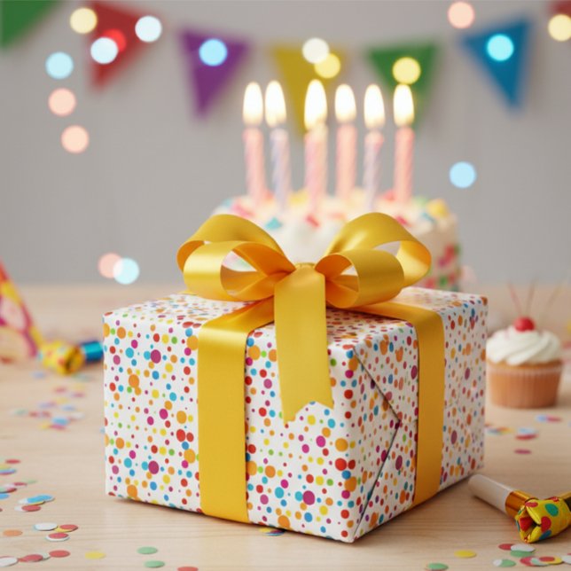  Colorful Confetti and Polka Dot Pattern Gift Wrap (Creator Uploaded)